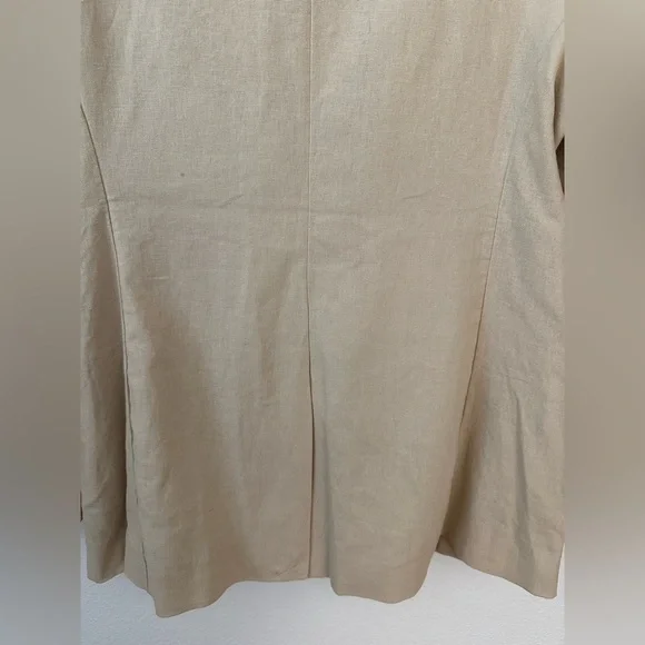 Scoop Size L Linen Blend Tan Boxy Fit Blazer - Picture 9 of 11